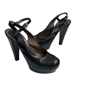 Marni Black Chunky Slingback Heels